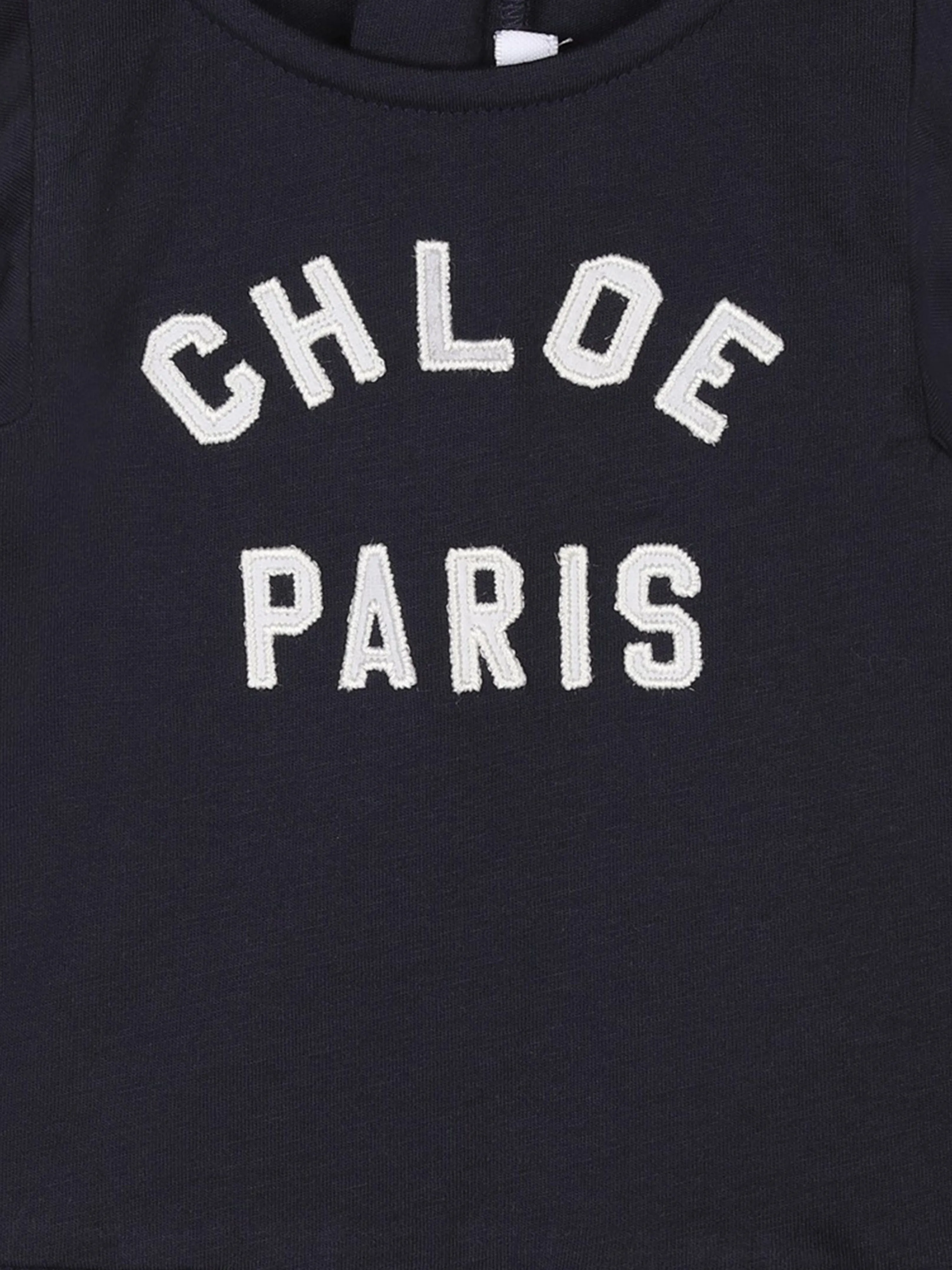 Chloé Baby Mädchen Paris Logo Jersey-Kleid in Marineblau