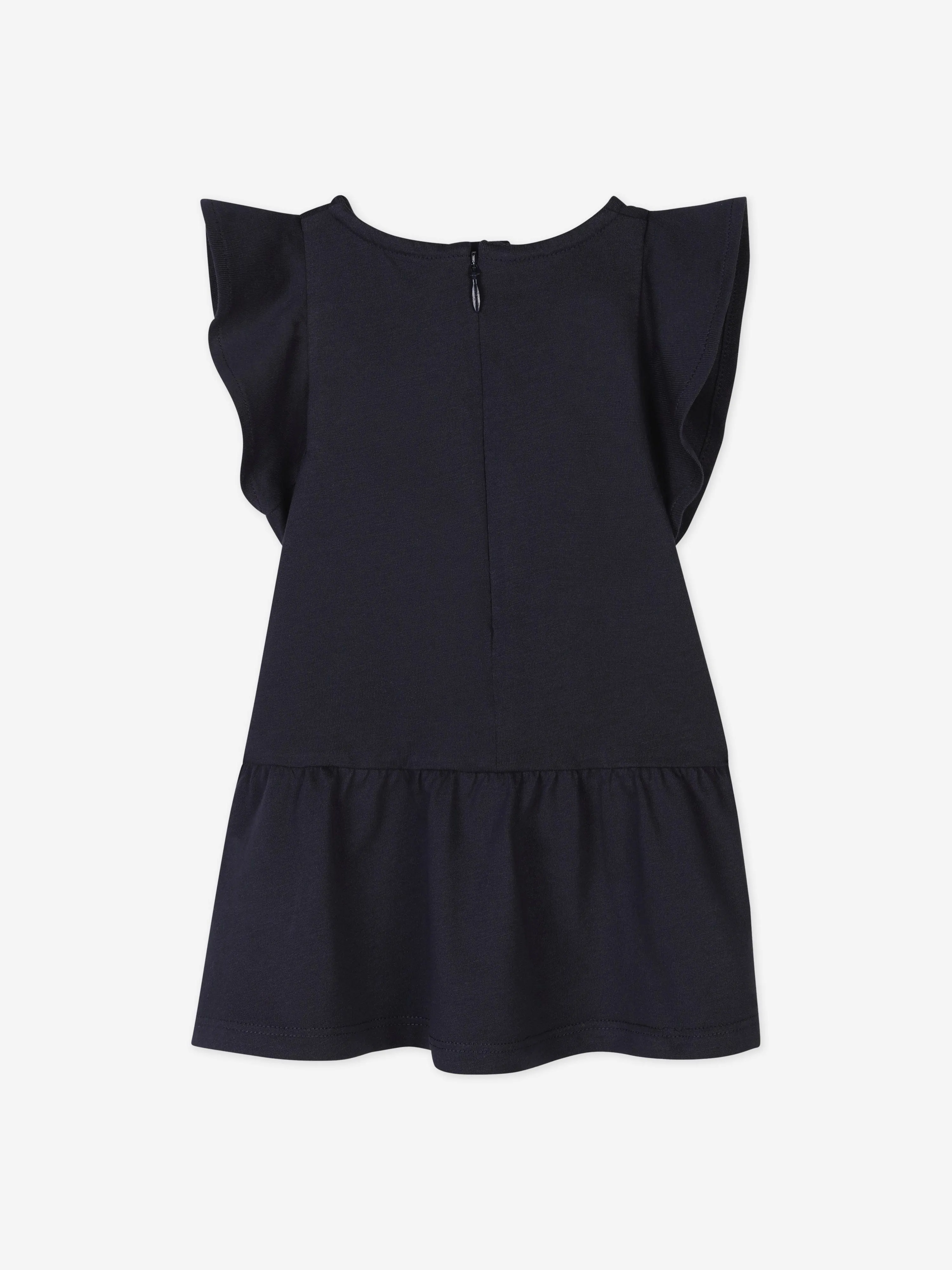 Chloé Baby Mädchen Paris Logo Jersey-Kleid in Marineblau