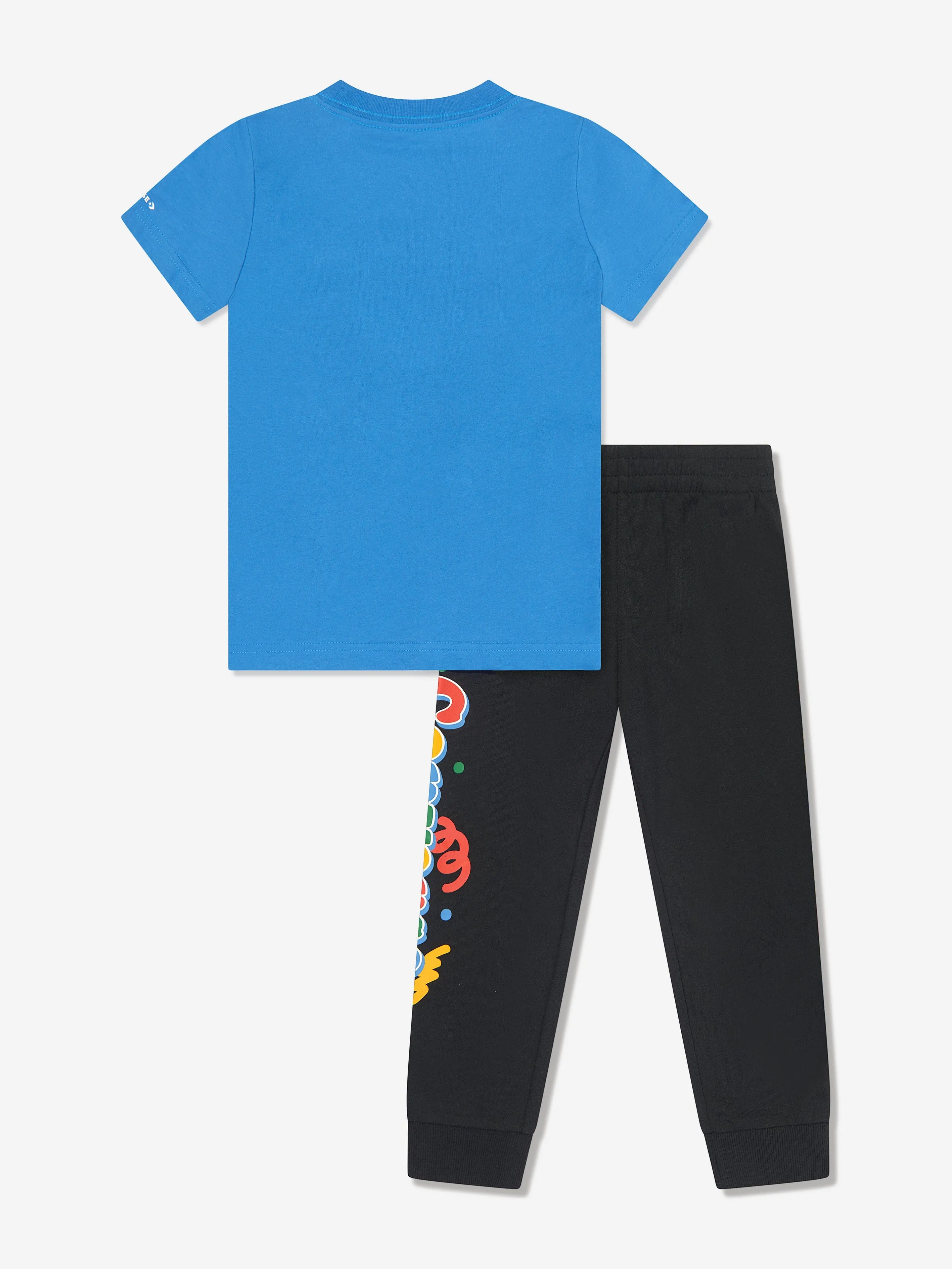 Converse Jungen Squiggle T-Shirt und Jogger-Set in Schwarz