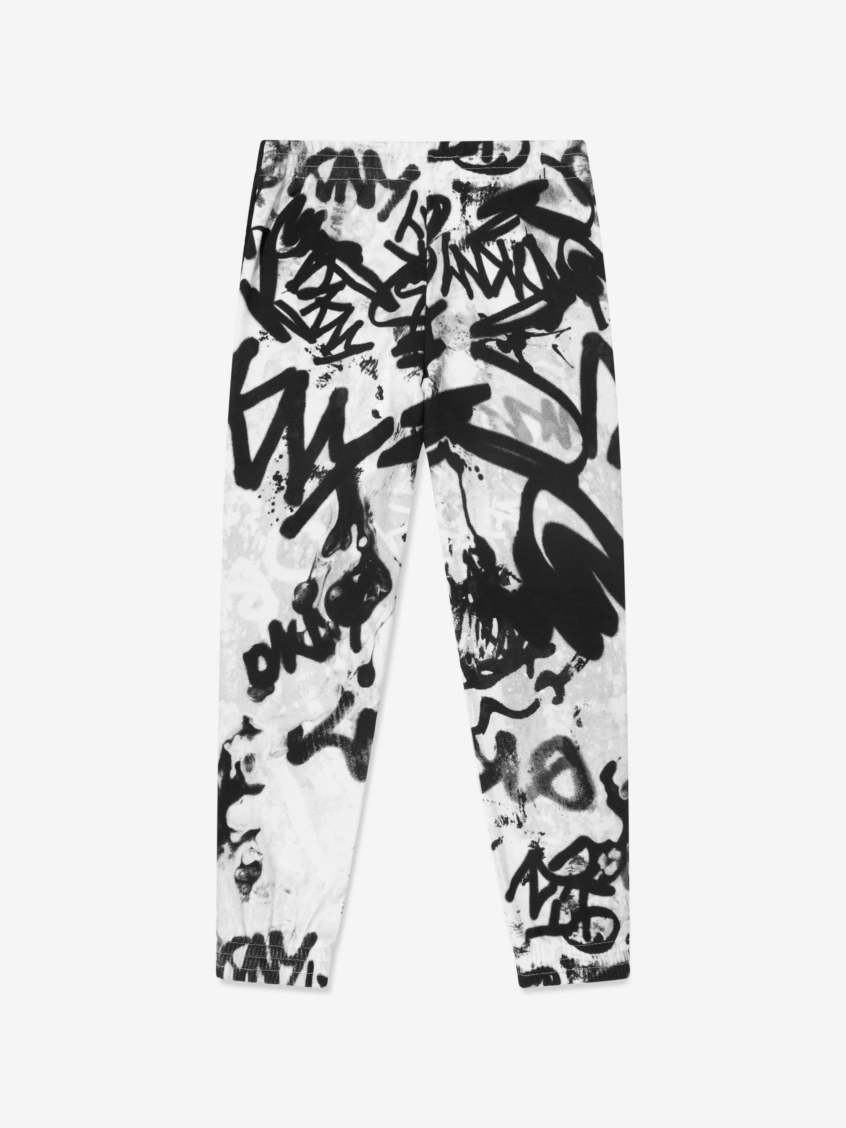 DKNY Boys Graffiti-Print Jogginghose in Weiß