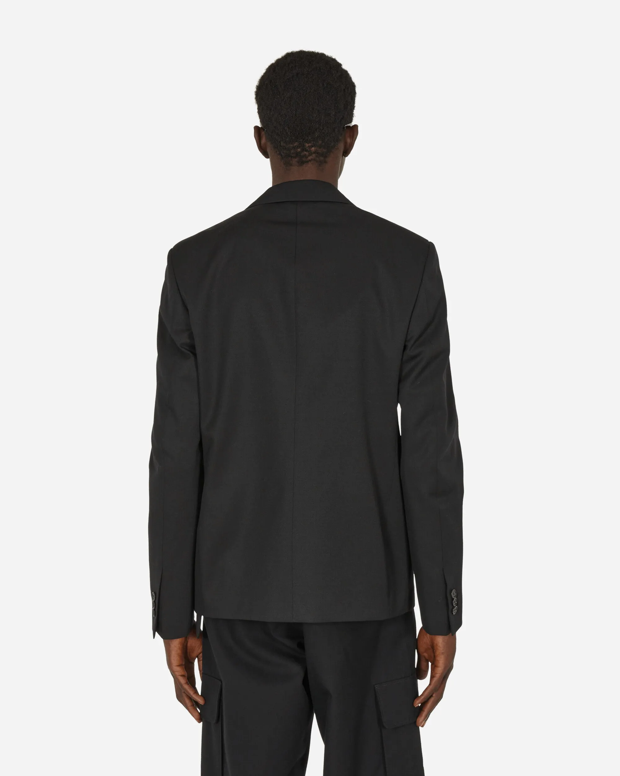 Bestickter Woll-Blazer mit Gürtel in Schwarz