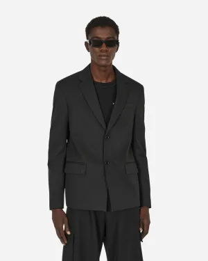 Bestickter Woll-Blazer mit Gürtel in Schwarz