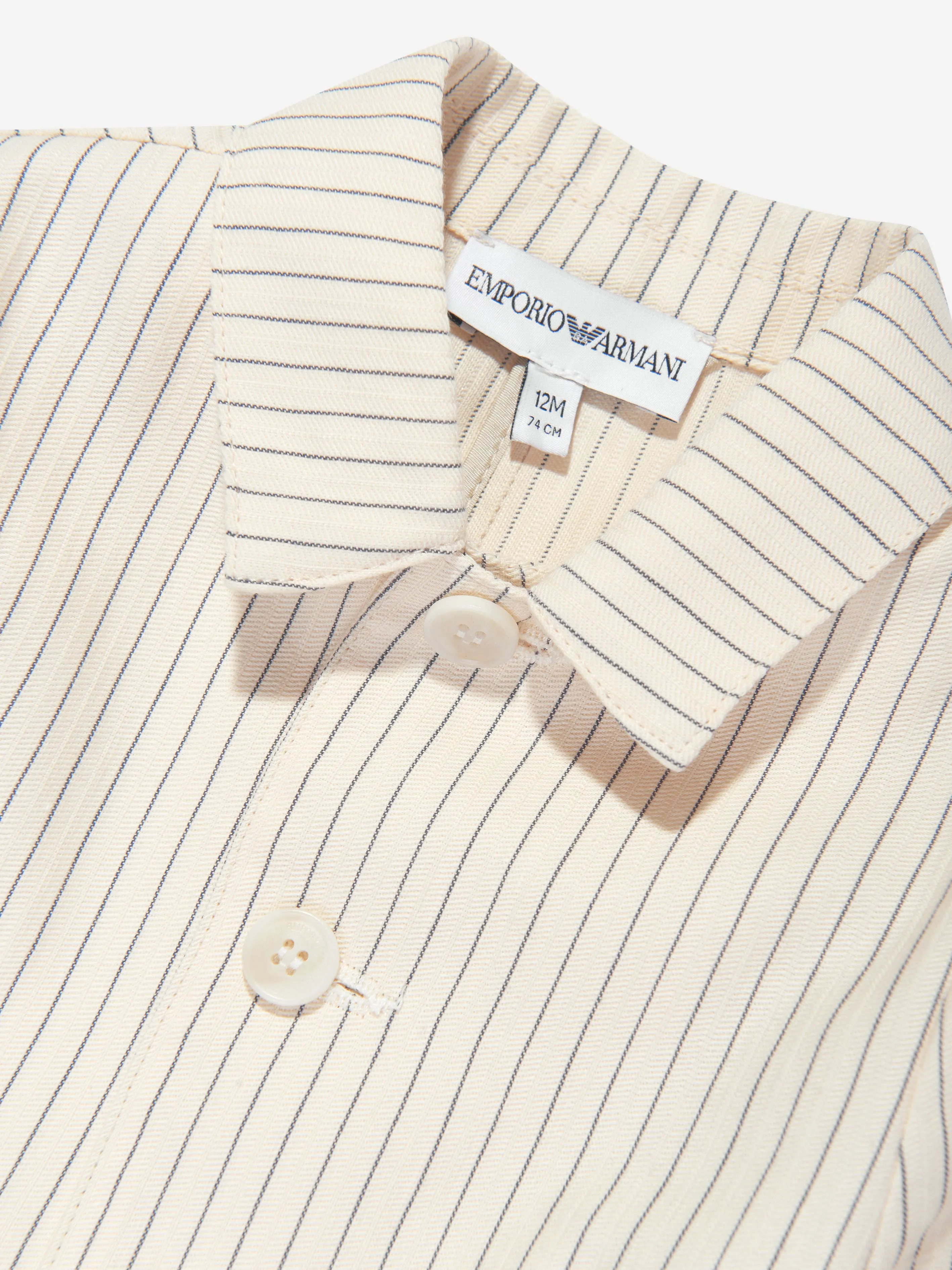 Emporio Armani Baby Boys Gestreifte Leinenjacke in Elfenbein