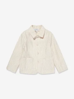 Emporio Armani Baby Boys Gestreifte Leinenjacke in Elfenbein