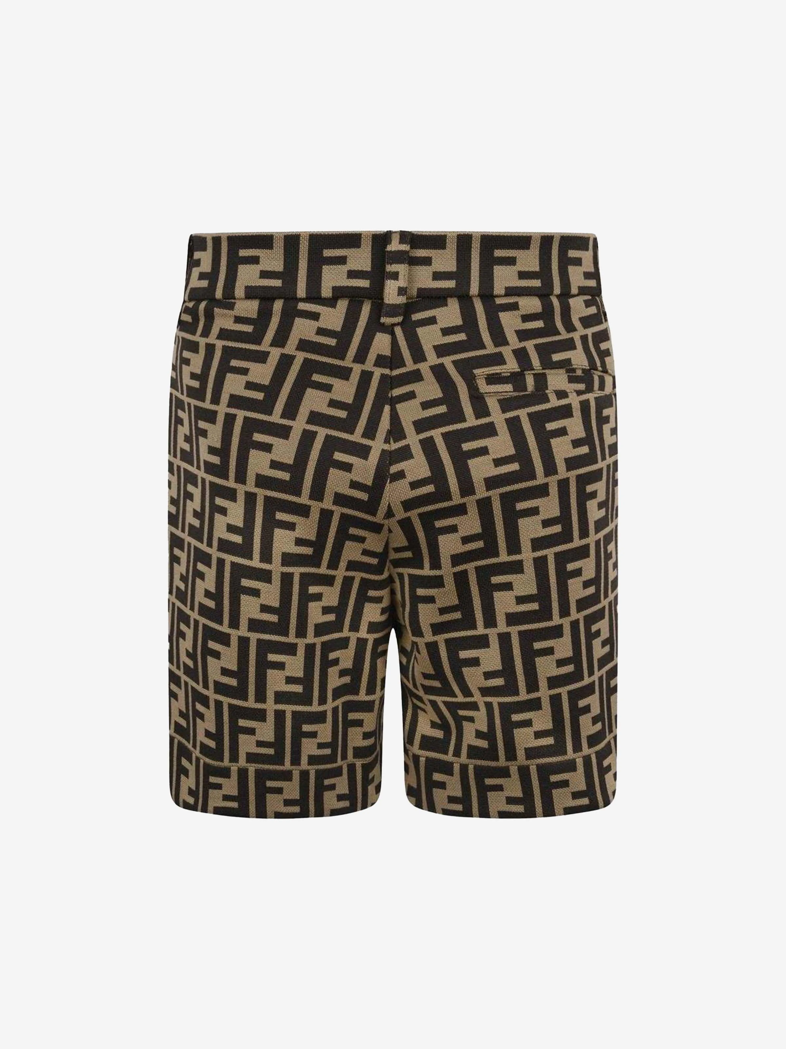 Fendi Baby Boys FF Logo Shorts in Braun