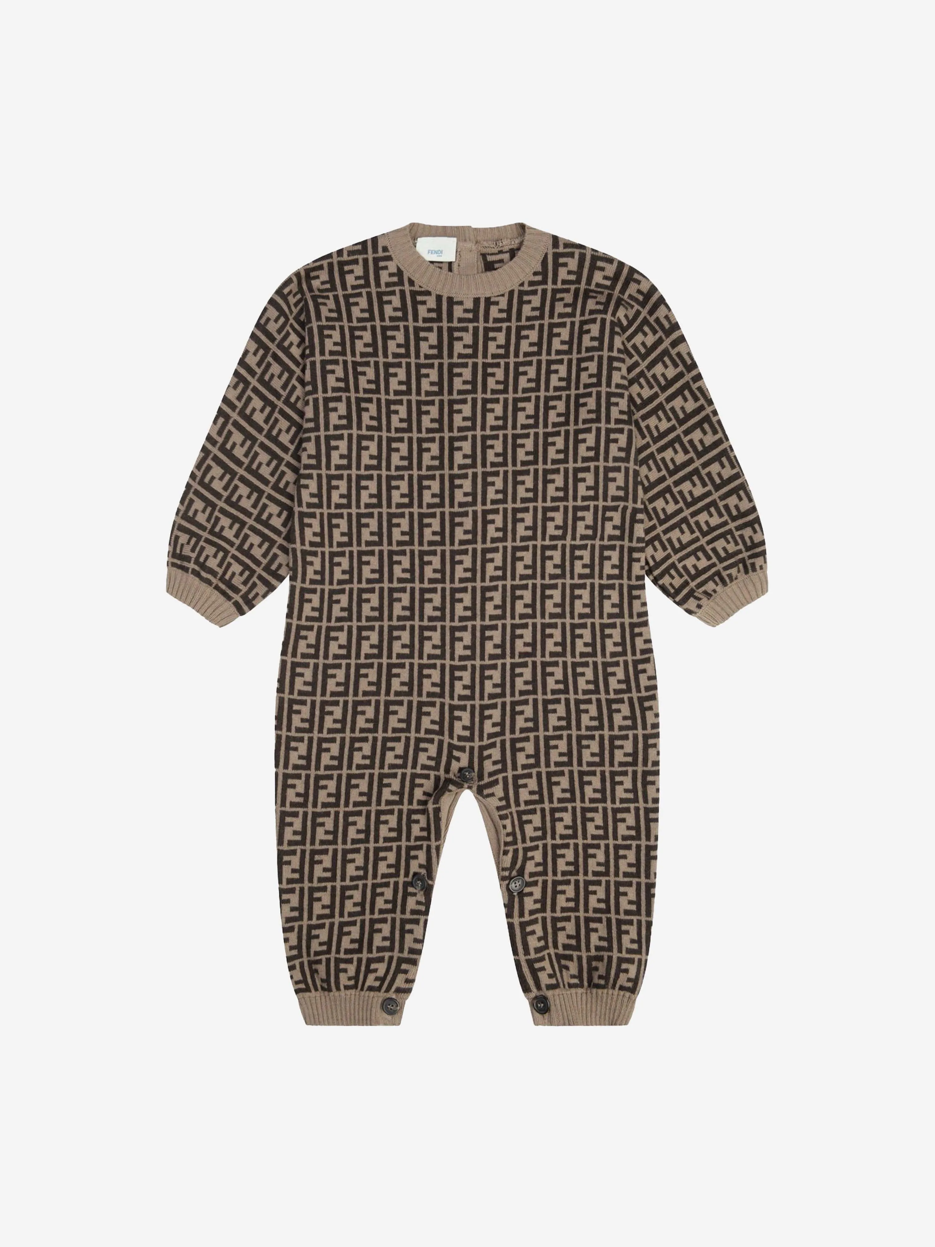 Fendi Baby Baumwolle & Kaschmir Strampler in Braun