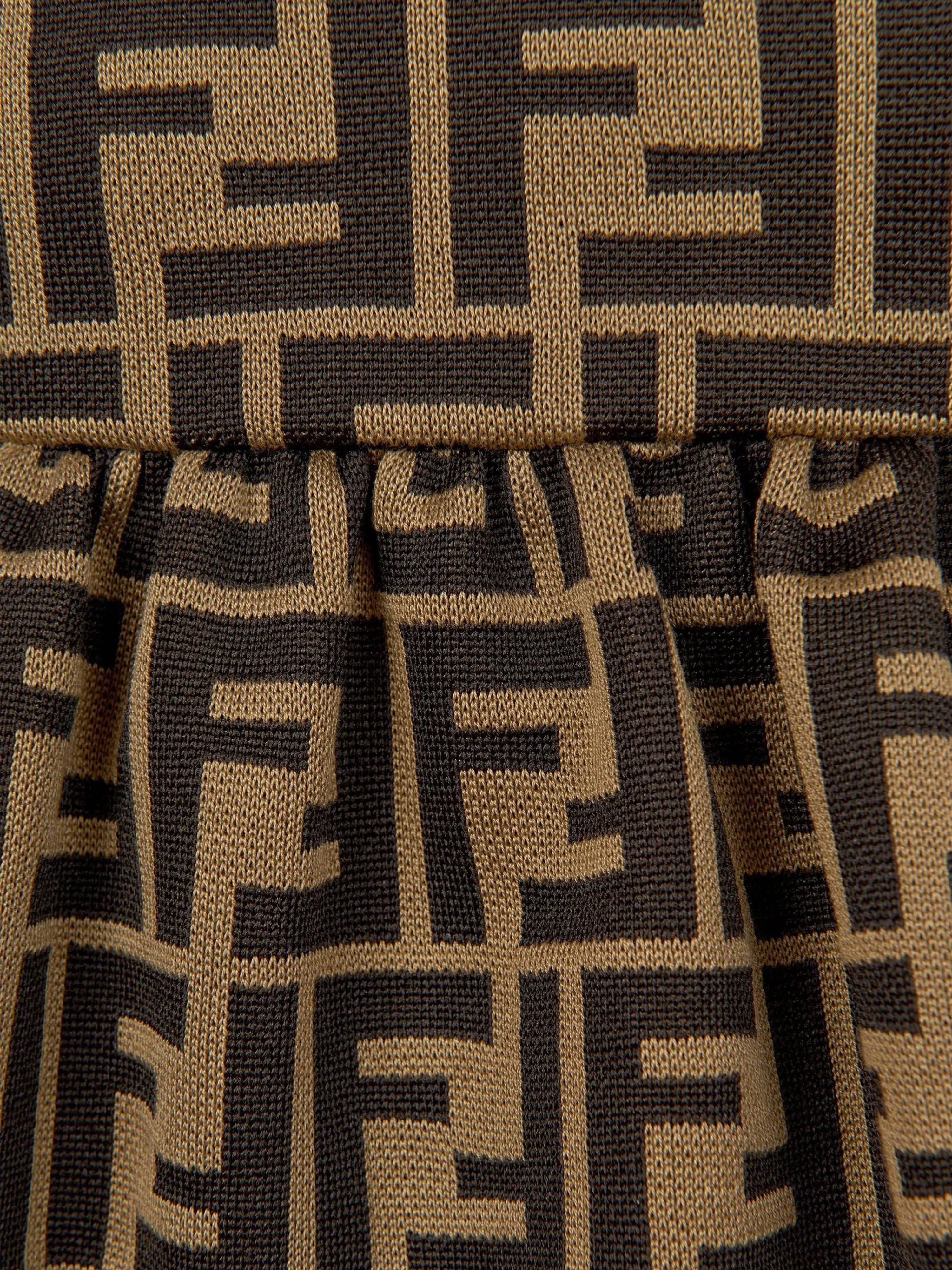 Fendi Baby Girls FF Logo Kleid in Braun
