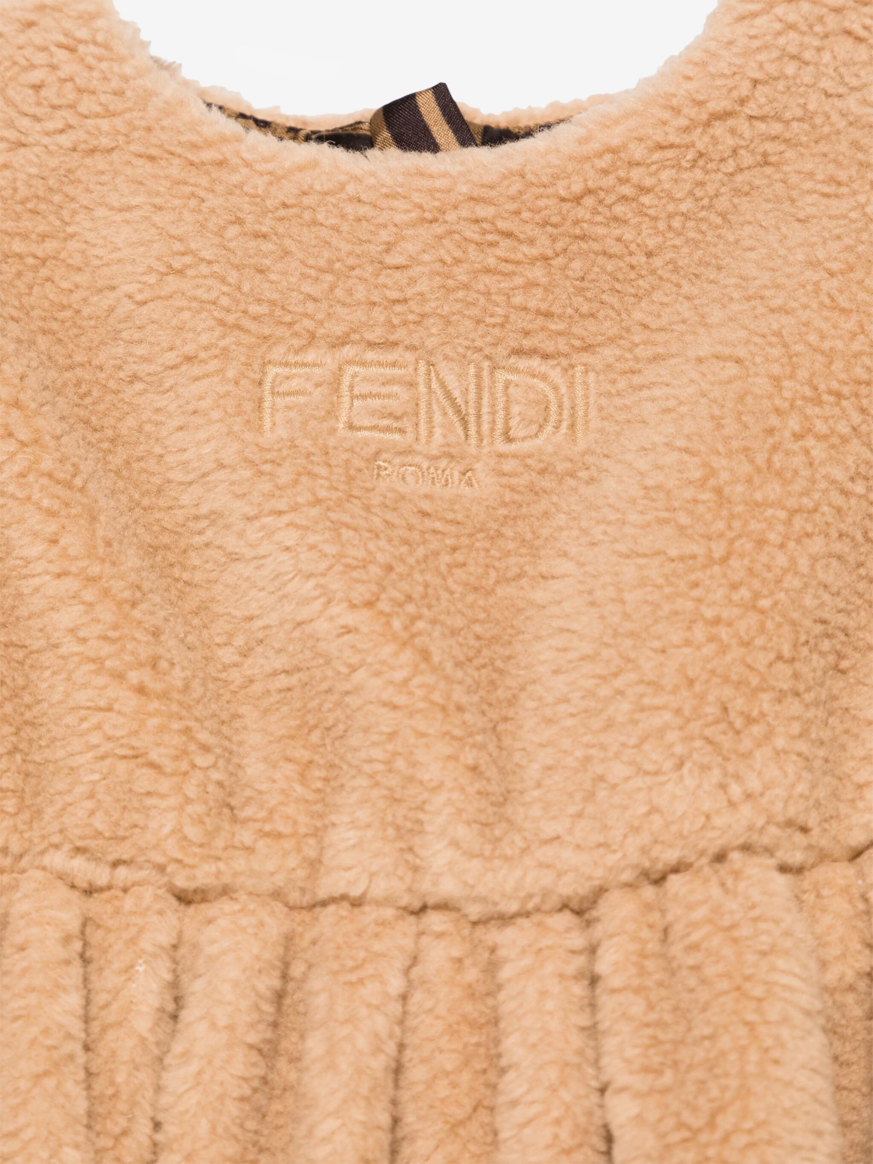 Fendi Baby Girls Teddy-Fleece-Kleid in Beige