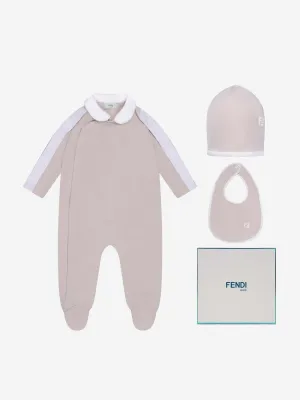 Fendi Baby Logo Babygrow Geschenkset in Beige