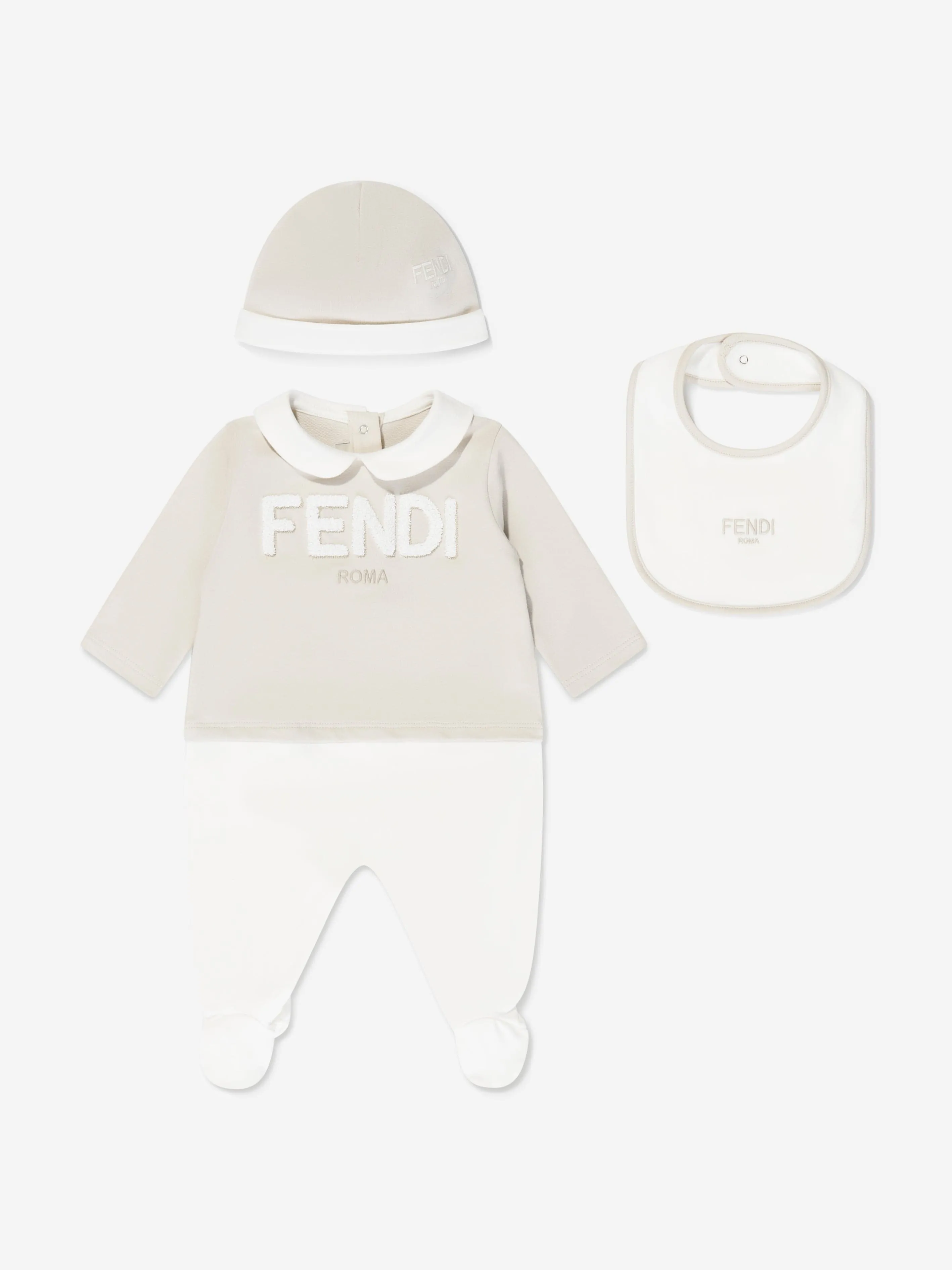 Fendi Baby Logo Babygrow Geschenkset in Beige