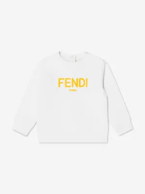 Fendi Baby Logo Sweatshirt in Elfenbein