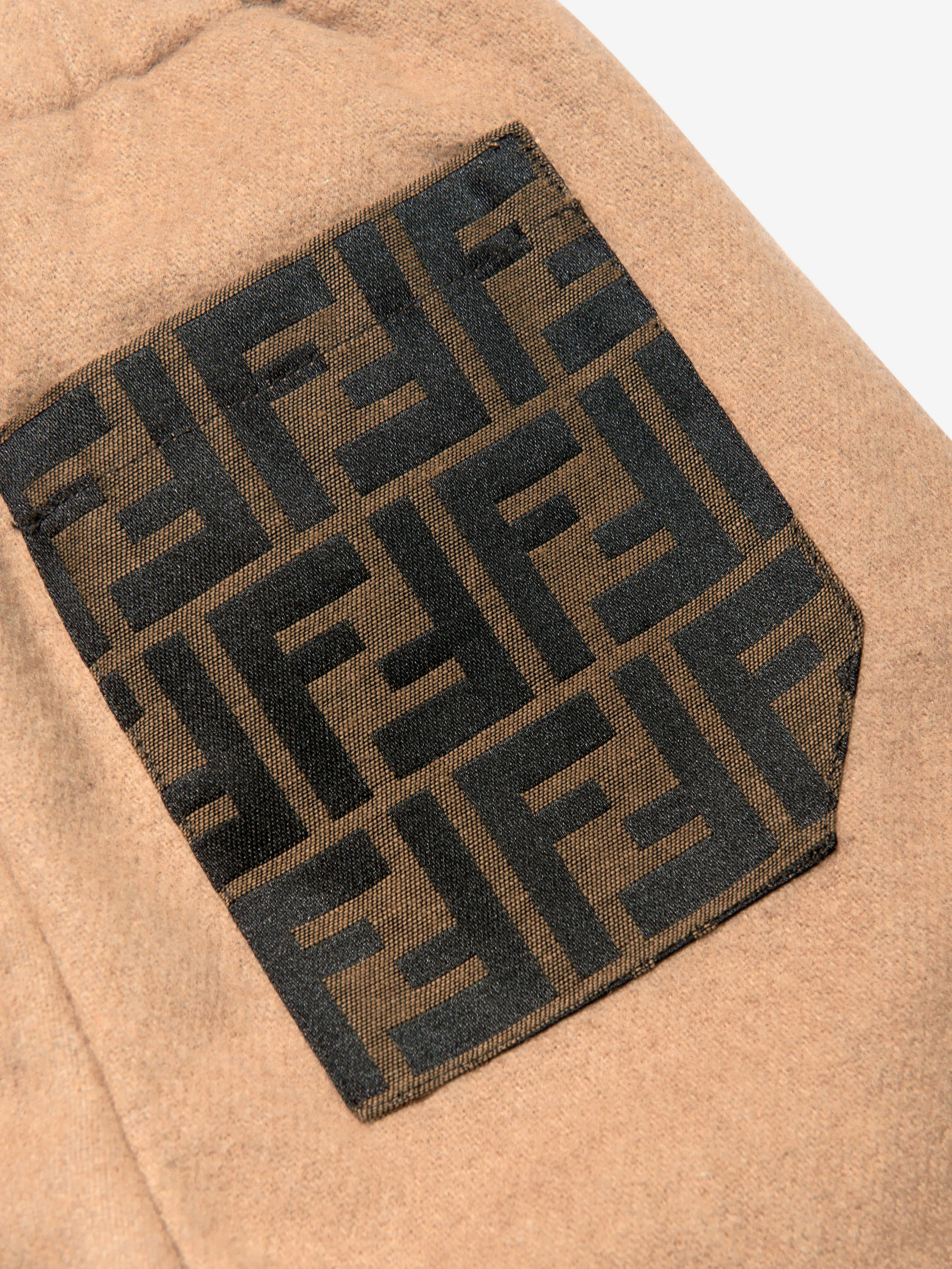 Fendi Boys FF Flanellhose mit Tasche in Beige
