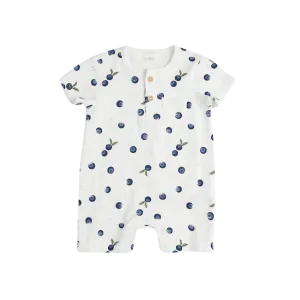 FIRSTS Blaubeer-Print auf Off-White Henley Overall