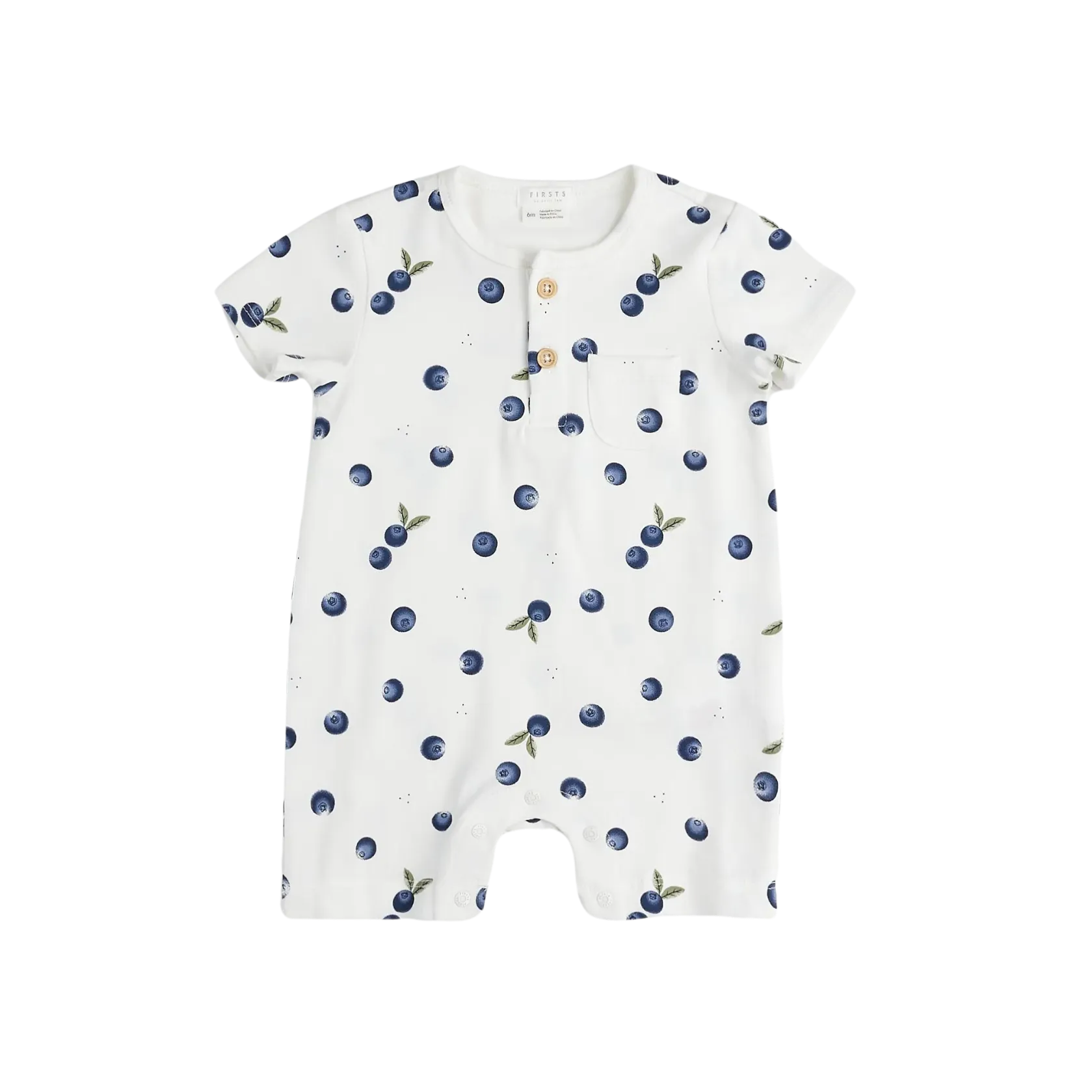 FIRSTS Blaubeer-Print auf Off-White Henley Overall