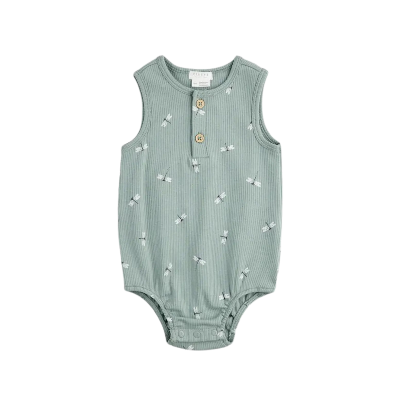 FIRSTS Libellen-Print auf geripptem silberblauem Bodysuit-Overall