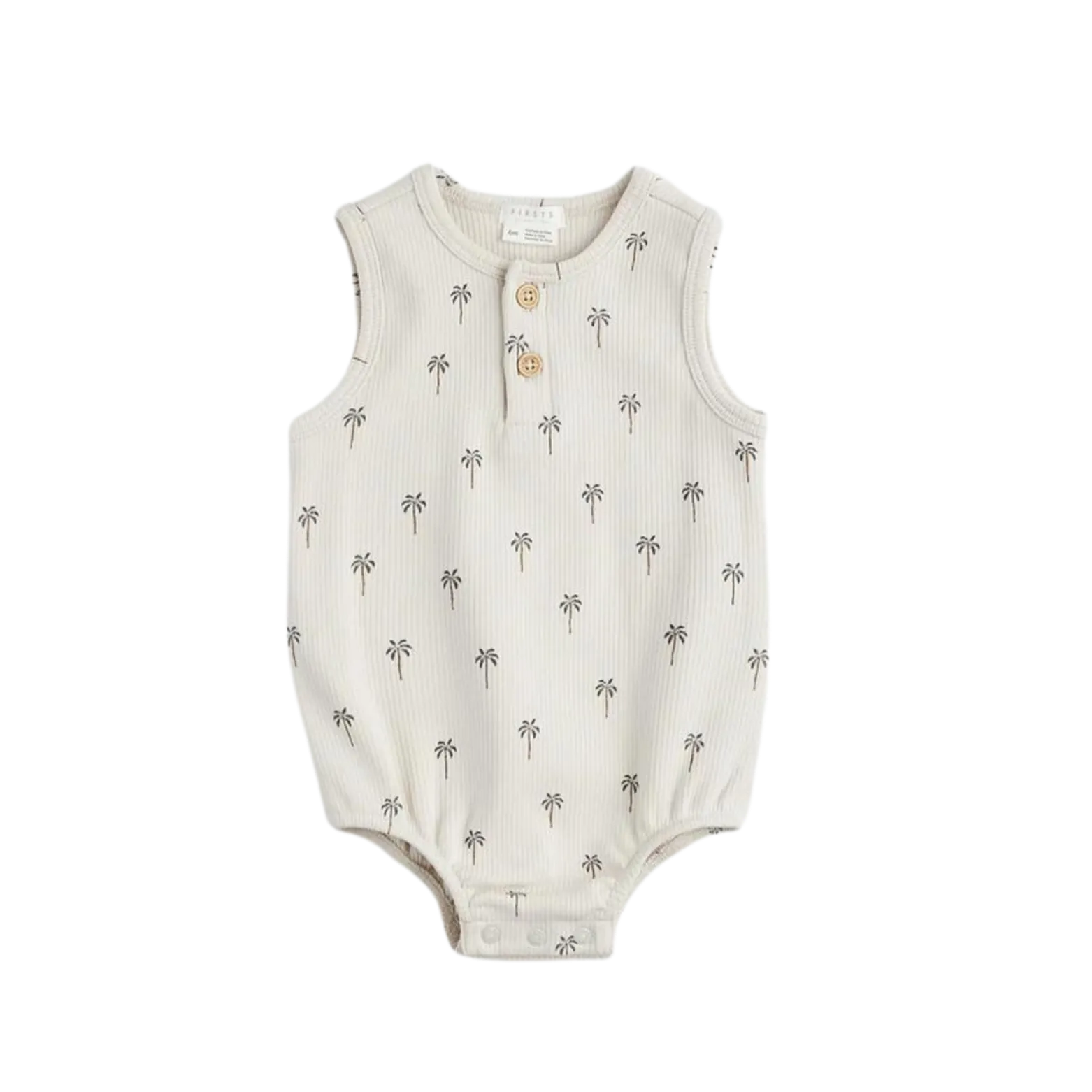 FIRSTS Palmenmuster auf geripptem hellen taubenfarbenen Bodysuit-Overall