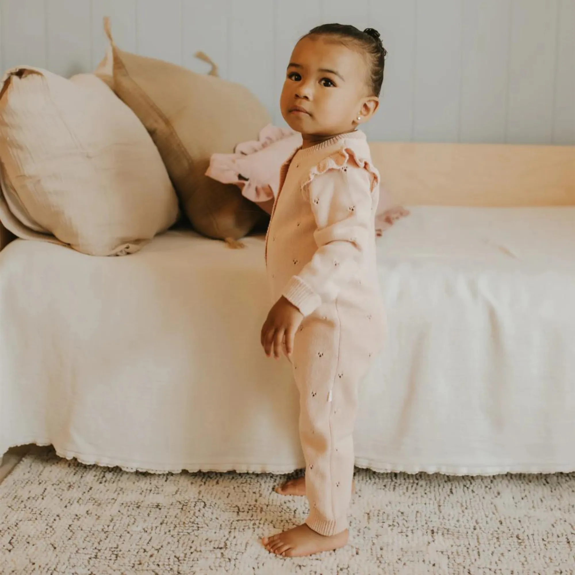 FIRSTS Pfingstrose Pointelle Strick-Overalls