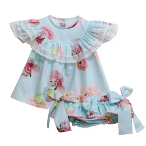 Mädchen Blaue Hortensien Bluse & Bloomers