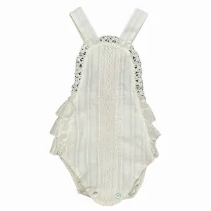 Mädchen Creme Rüschen T-Shirt & Overall