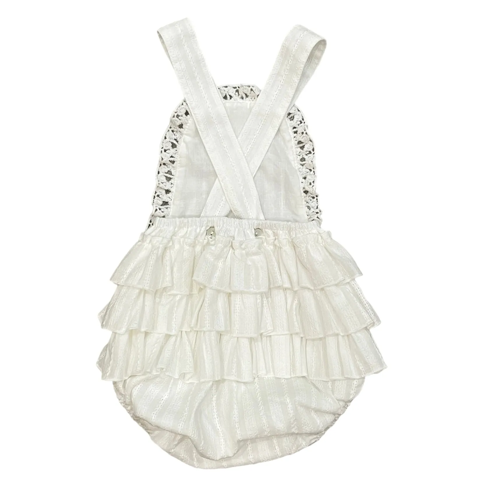 Mädchen Creme Rüschen T-Shirt & Overall