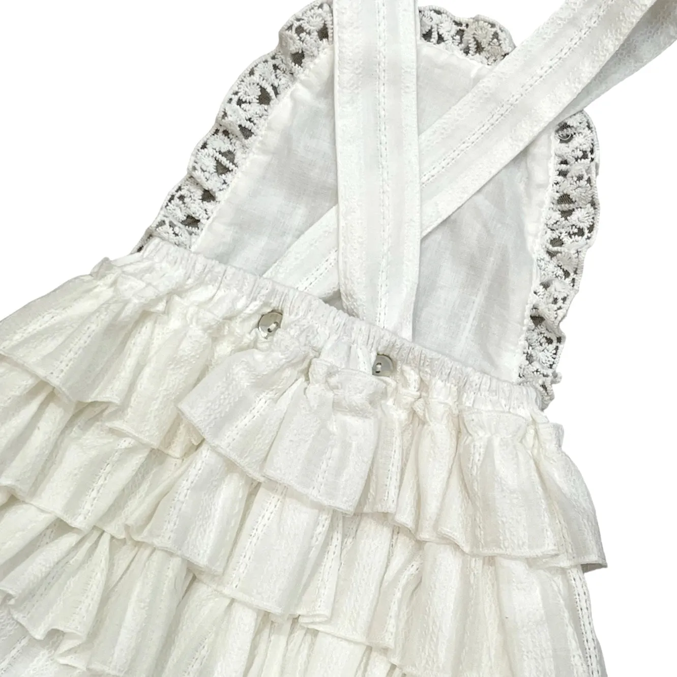 Mädchen Creme Rüschen T-Shirt & Overall