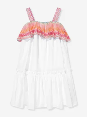 Mädchen Zickzack-Saum Sommerkleid in Weiß