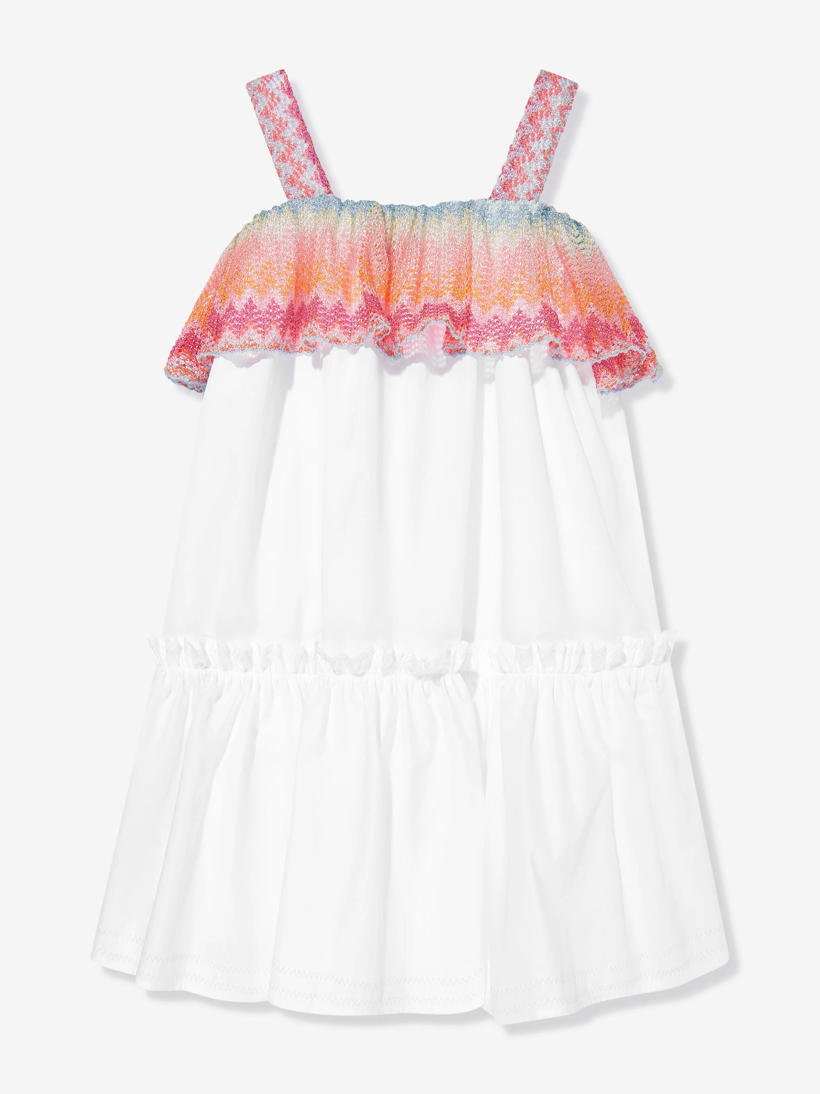 Mädchen Zickzack-Saum Sommerkleid in Weiß