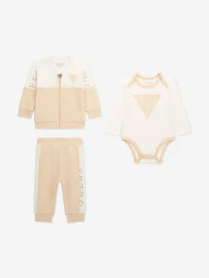 Guess Baby 3-teiliger Jogginganzug in Beige