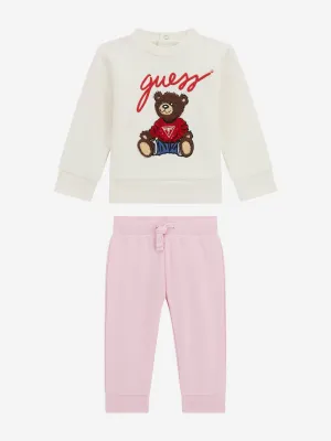 Guess Baby Girls Teddy Bär Top und Hose Set in Elfenbein