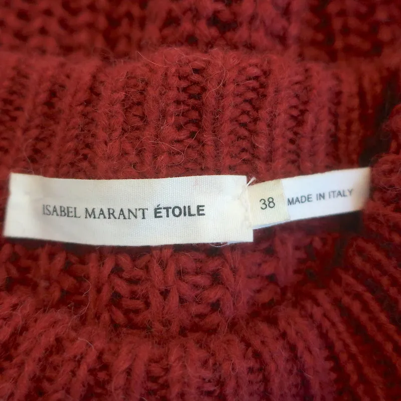 Isabel Marant Etoile Pullover Rot Alpaka-Mix Rippenstrick Größe 38
