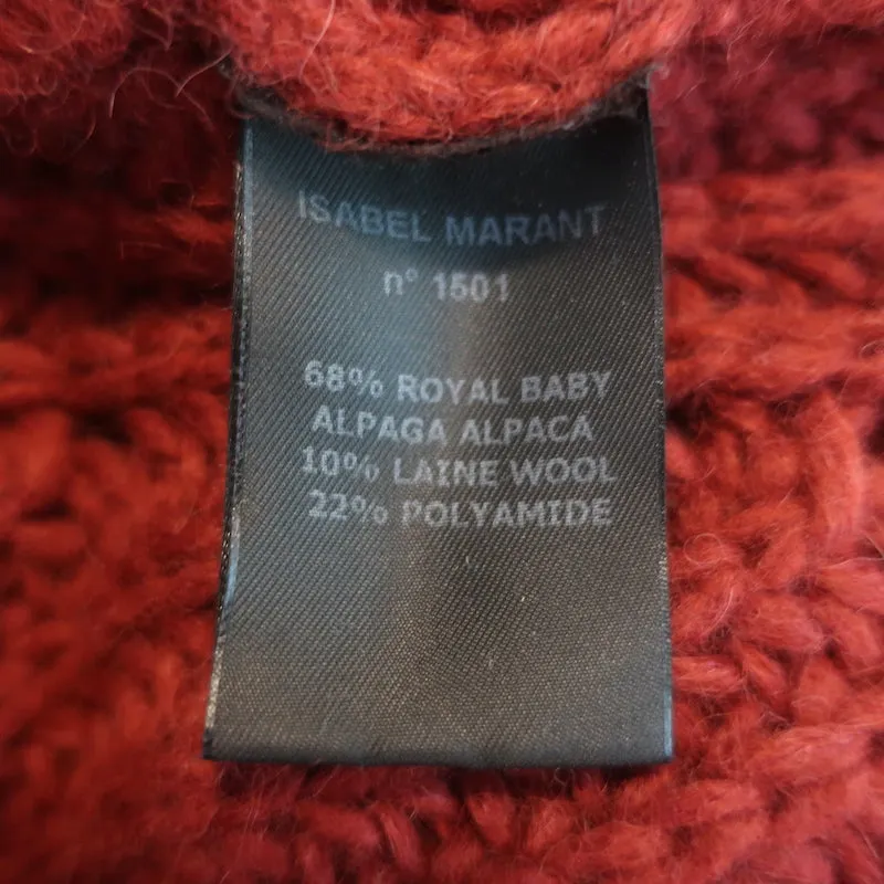 Isabel Marant Etoile Pullover Rot Alpaka-Mix Rippenstrick Größe 38