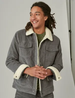 Lucky Brand Cord Trucker Jacke mit Kunstfellfutter Grau Lucky Brand