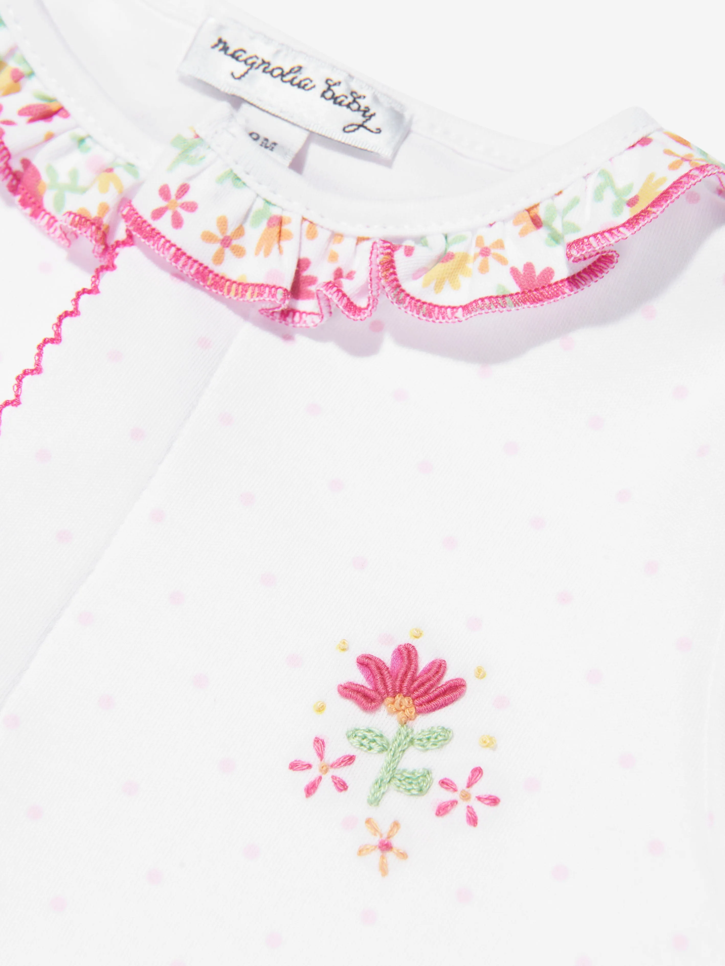 Magnolia Baby Baby Girls Bestickter Rüschen-Strampler in Weiß