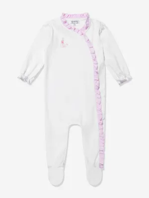 Magnolia Baby Baby Girls Schwan Bestickter Quer Rüschen Babybody in Weiß