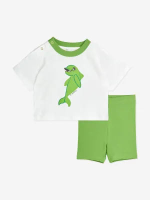 Mini Rodini Baby Delphin Kurzarm-Set in Grün