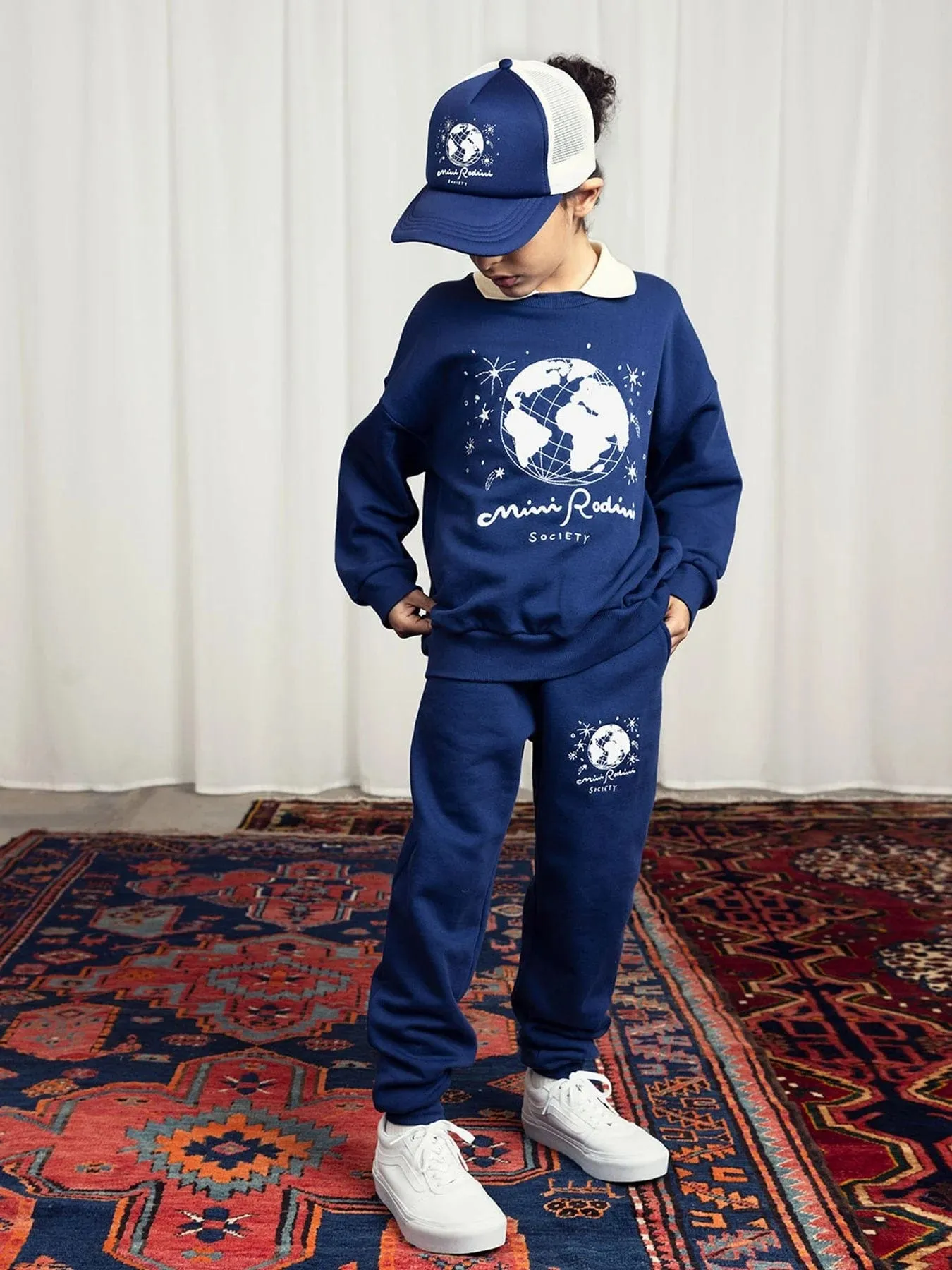 Mini Rodini Kids Society Bestickte Jogginghose in Blau