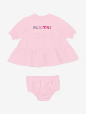Missoni Baby Mädchen Jersey-Kleid mit Schlüpfer in Rosa