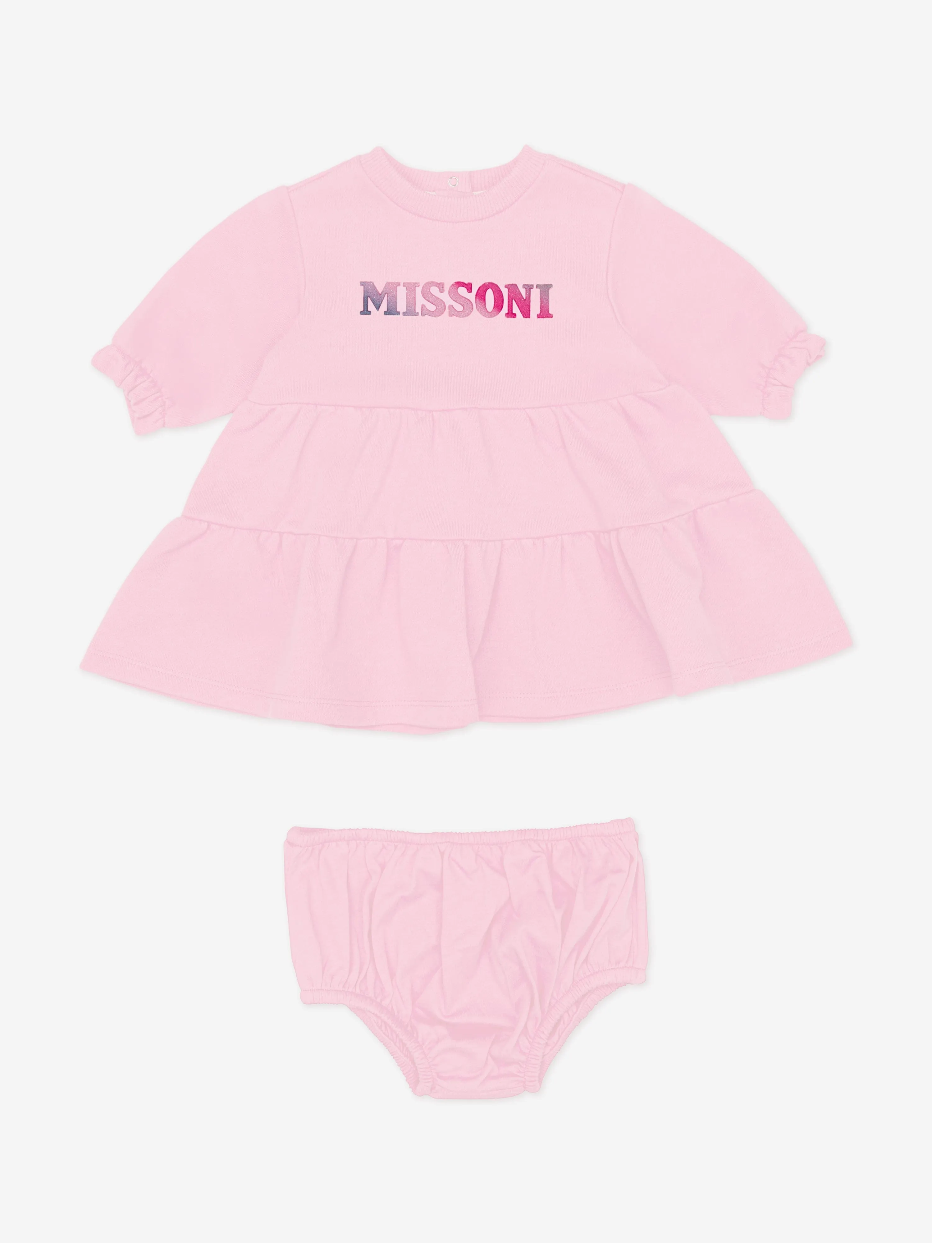 Missoni Baby Mädchen Jersey-Kleid mit Schlüpfer in Rosa