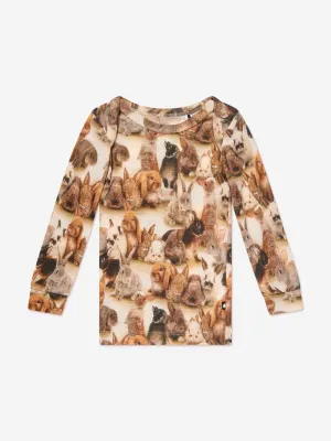 Molo Kids Langarm Kaninchen T-Shirt in Beige