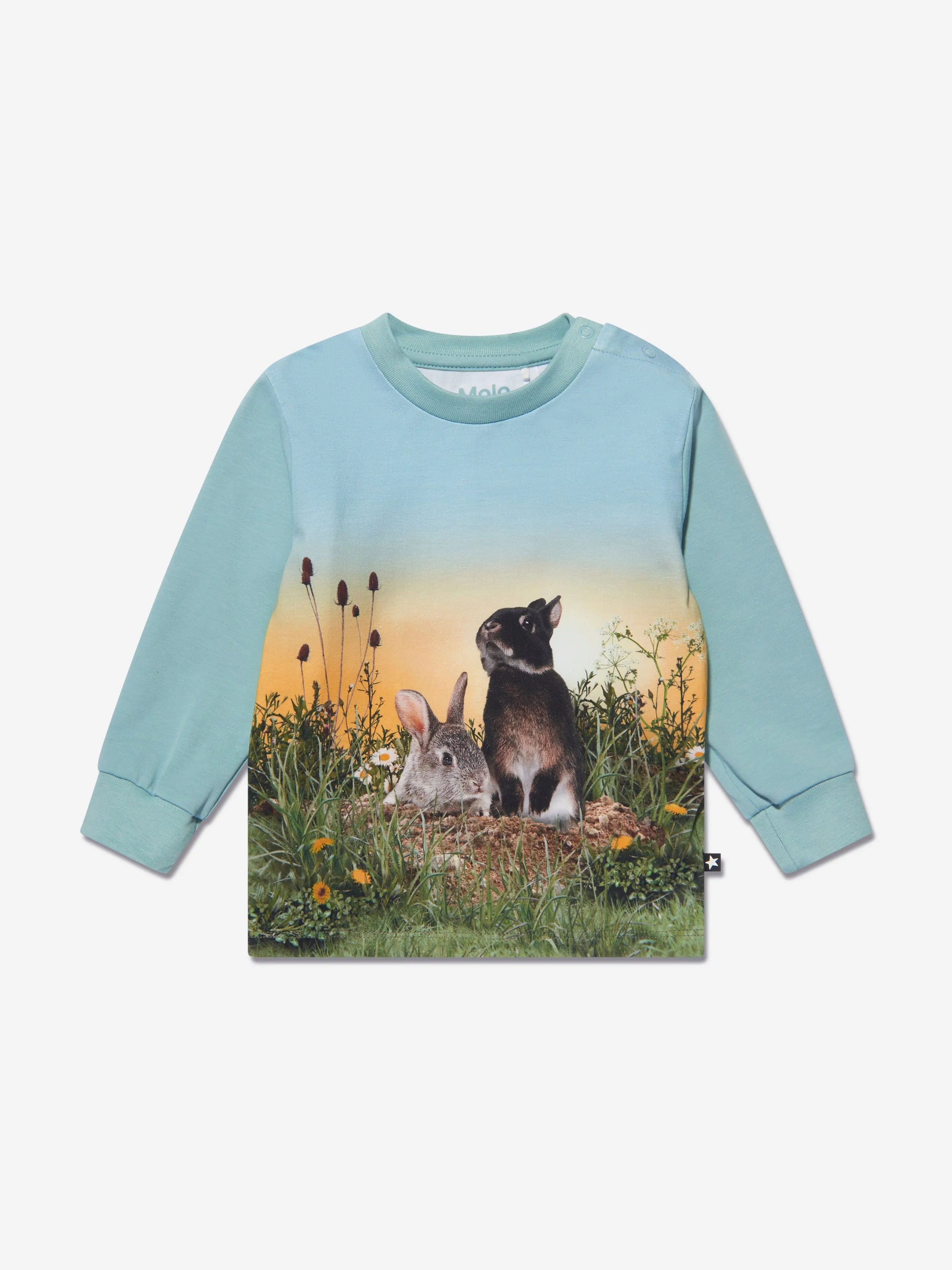 Molo Kids Kaninchen-Leben Langarm T-Shirt in Blau