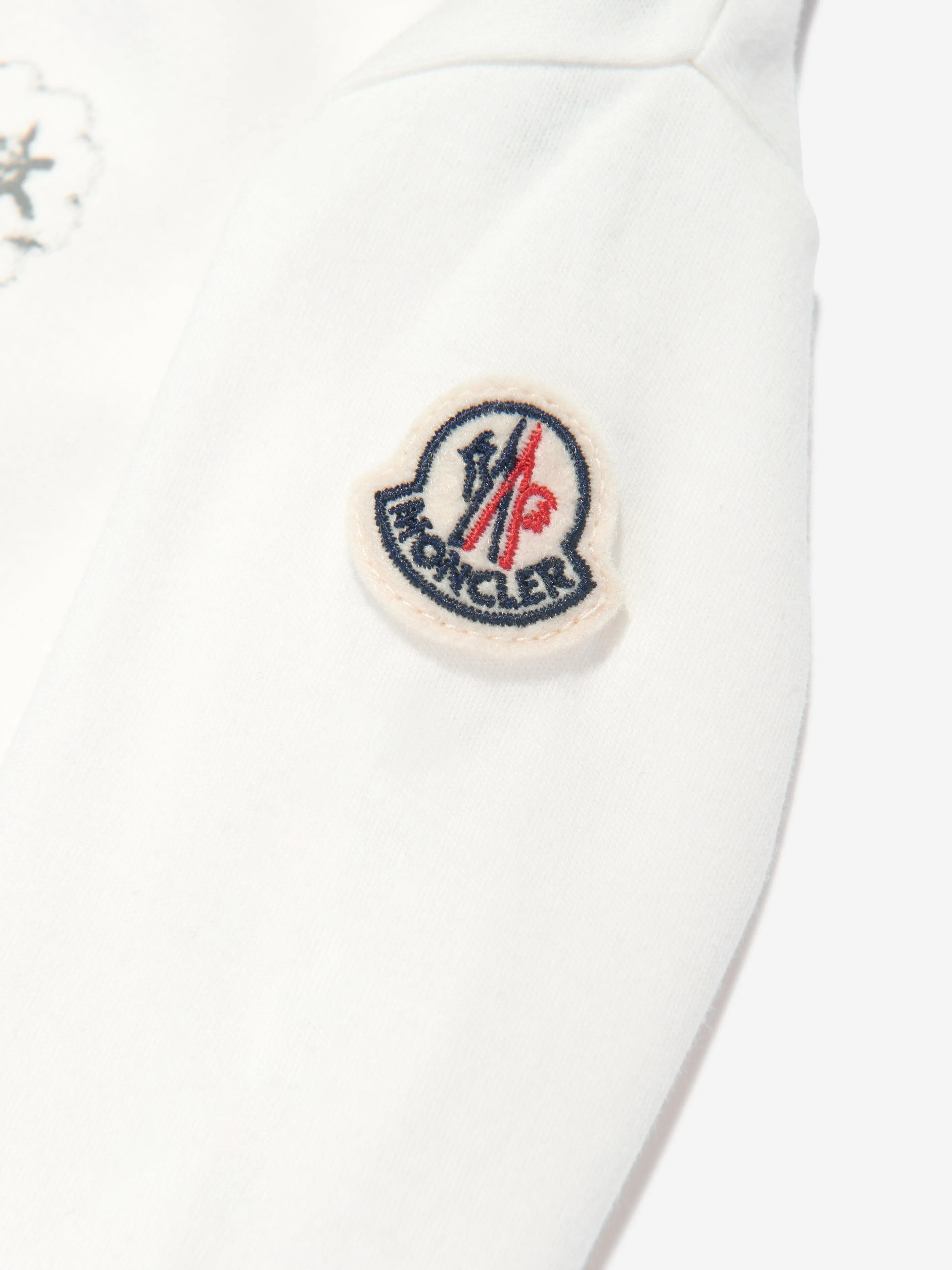 Moncler Enfant Baby-Bär-Logo-Strampler in Weiß