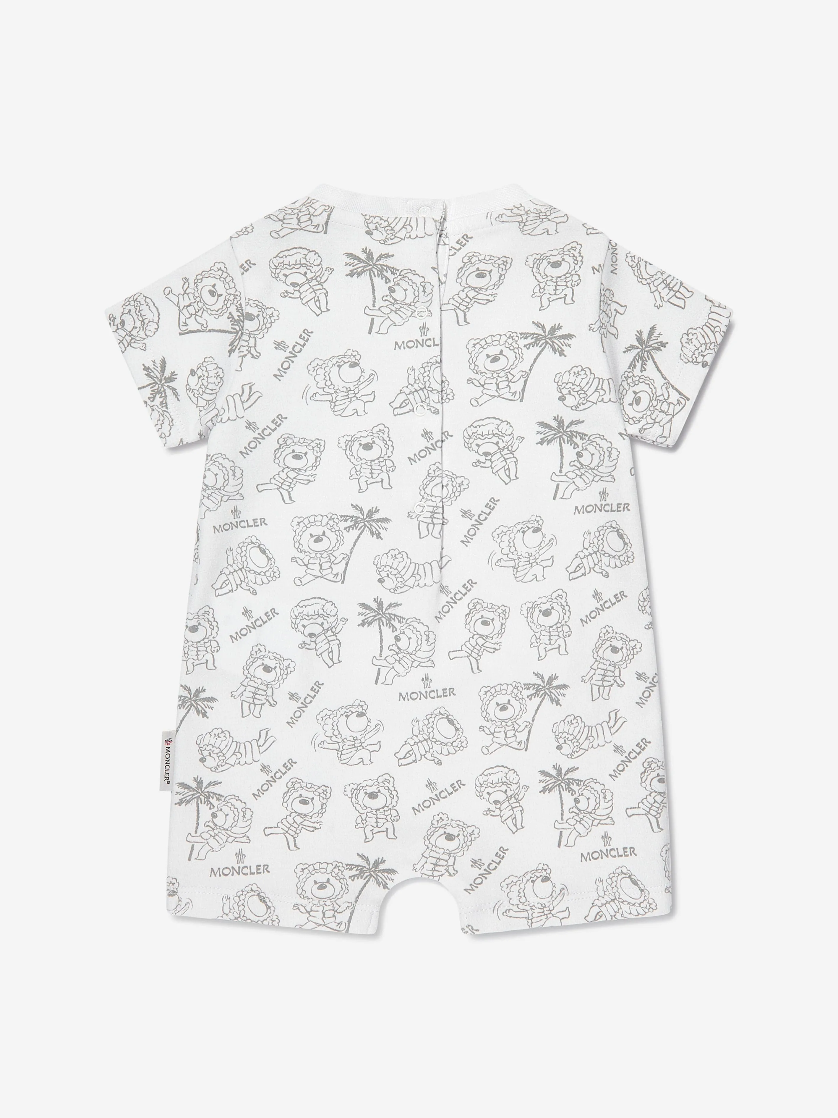 Moncler Enfant Baby-Bär-Logo-Strampler in Weiß
