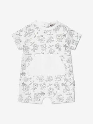 Moncler Enfant Baby-Bär-Logo-Strampler in Weiß