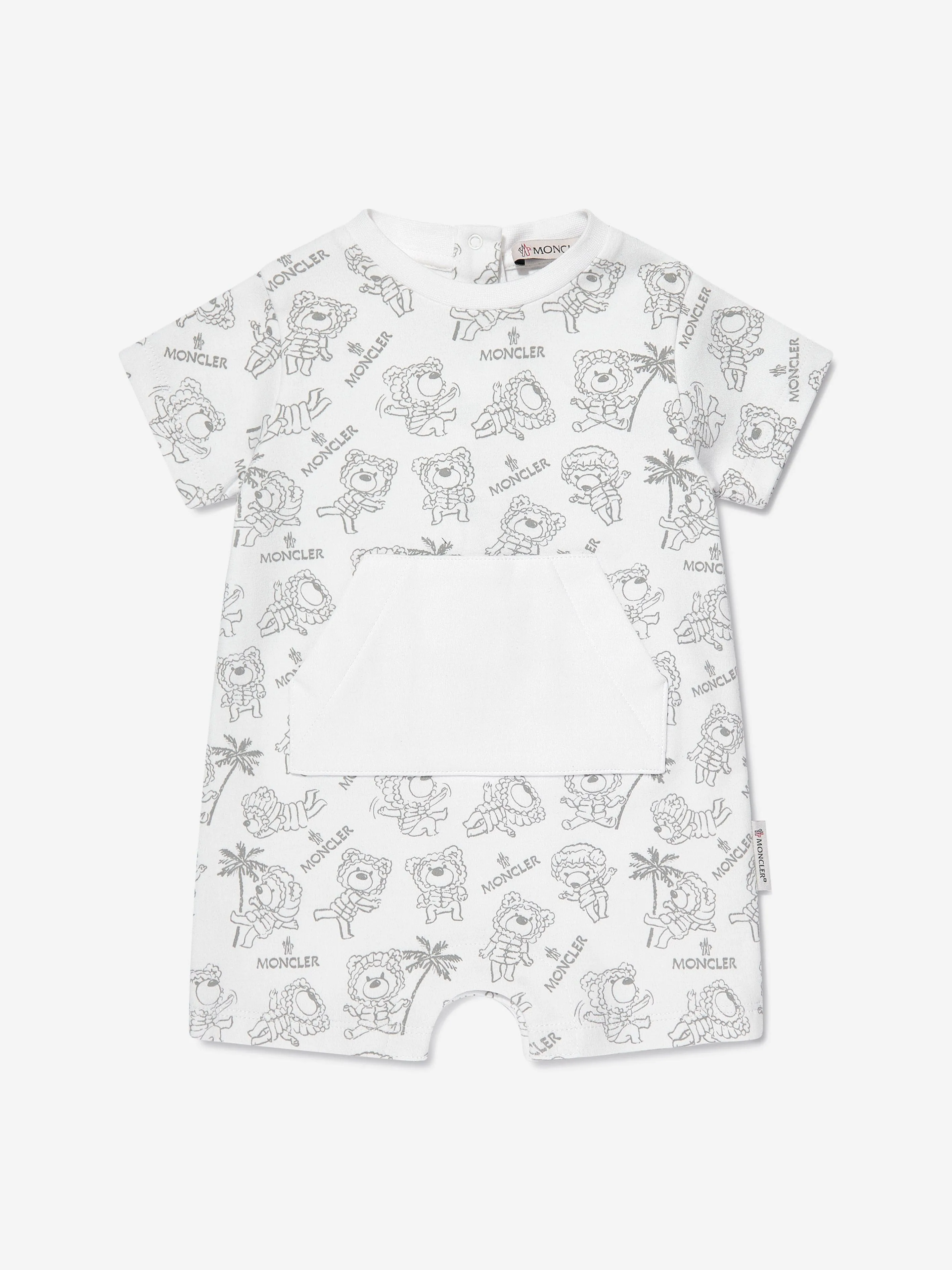 Moncler Enfant Baby-Bär-Logo-Strampler in Weiß