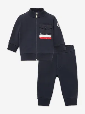 Moncler Enfant Baby Boys Branded Tracksuit in Marineblau