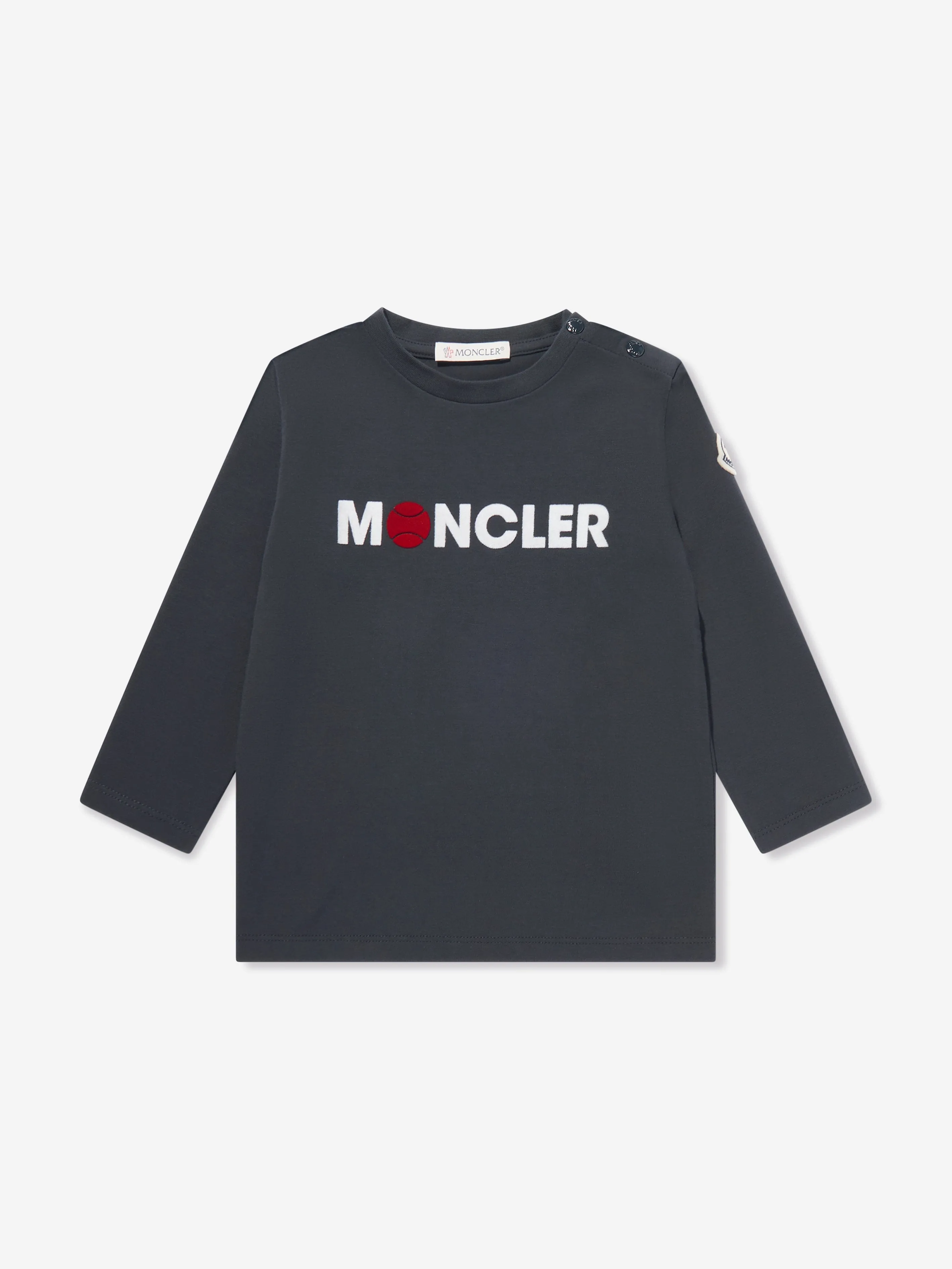 Moncler Enfant Baby Jungen Langarm Logo T-Shirt in Marineblau