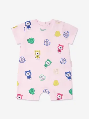 Moncler Enfant Baby Girls Bären-Print Overall in Rosa