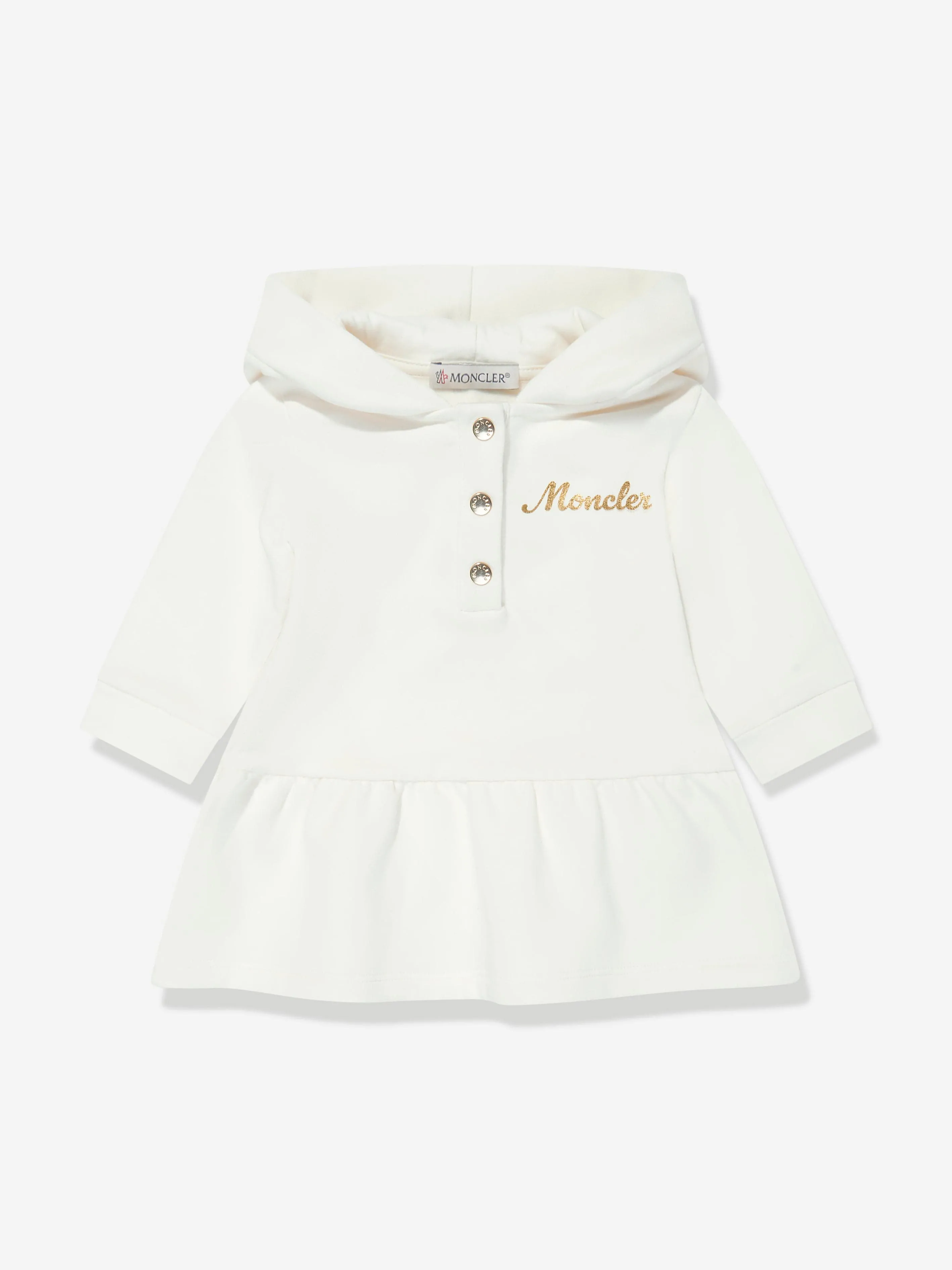 Moncler Enfant Kapuzenpullover-Kleid für Baby-Mädchen in Elfenbein
