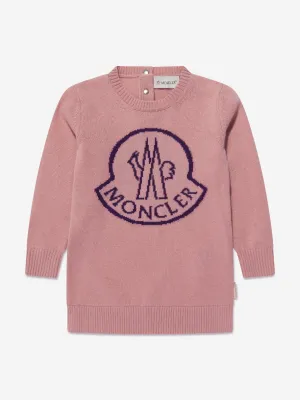 Moncler Enfant Strickkleid mit Logo für Baby-Mädchen in Rosa