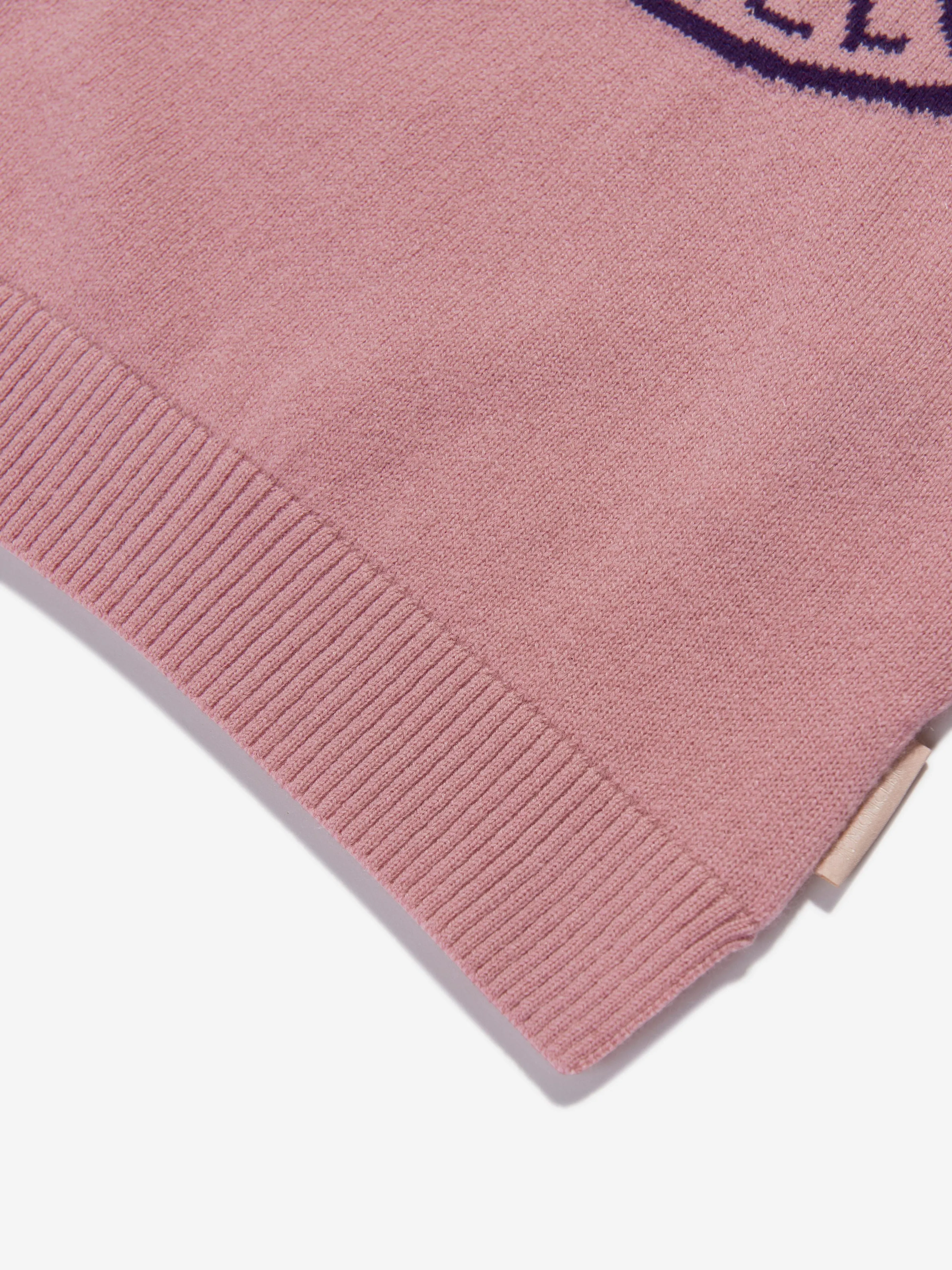 Moncler Enfant Strickkleid mit Logo für Baby-Mädchen in Rosa